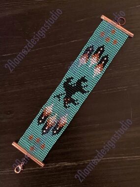 Handmade ‘Trails End’ Seed Bead Cuff Bracelet - 7.75”